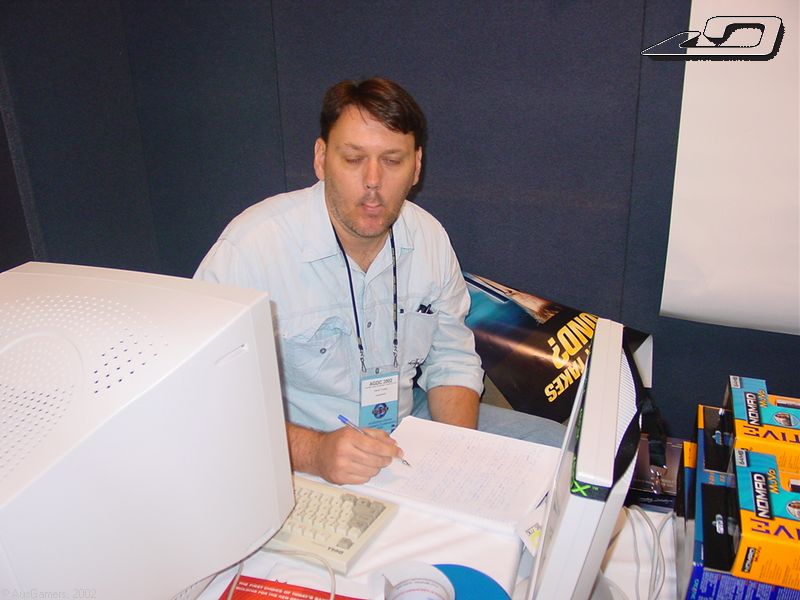 Trix writing his presentation speech 
